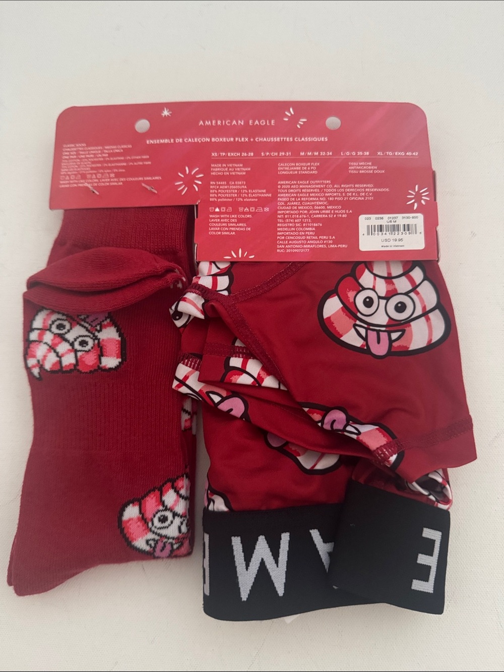 Red Boxer Briefs Mens Medium American Eagle Socks Emoji - Picture 2 of 4
